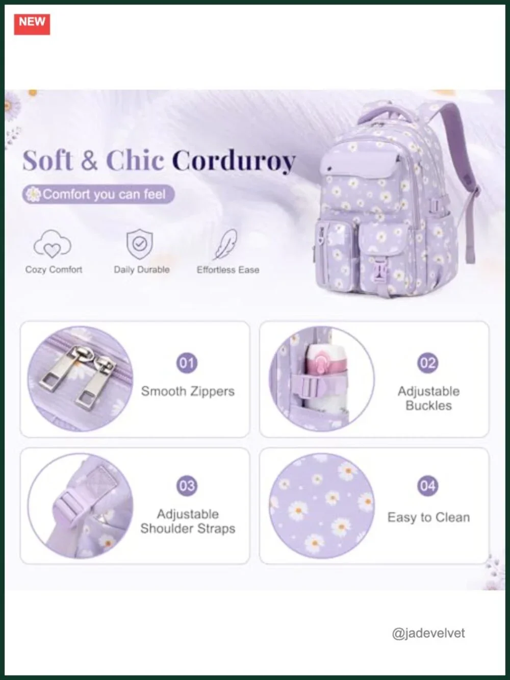 Corduroy Kids Backpack Large Capacity Multi-Pocket School Bookbag